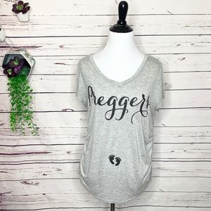French Pastry “Preggers” Maternity T-Shirt Heather Gray Size Medium
